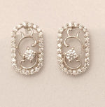 Load image into Gallery viewer, Filigree Diamond Stud Earrings, 14k Solid Gold, Natural Diamonds, Lightweight Everyday Earrings, Swirl Oval Jewelry
