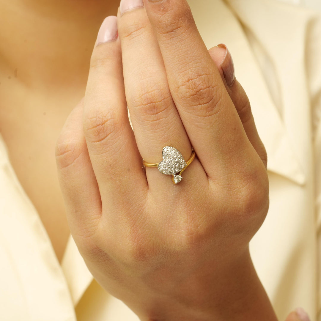 Diamond Heart Ring In 18K Solid Gold, Proposal Ring With Natural Diamonds, Ready To Ship, Women&#39;s Day Gift