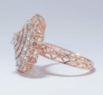 Load image into Gallery viewer, Flower Halo Diamond Ring, 14k Solid Gold, Natural Diamonds, Filigree Illusion Set Ring, Sunburst Cocktail Ring, Ready To Ship, IGI Certified
