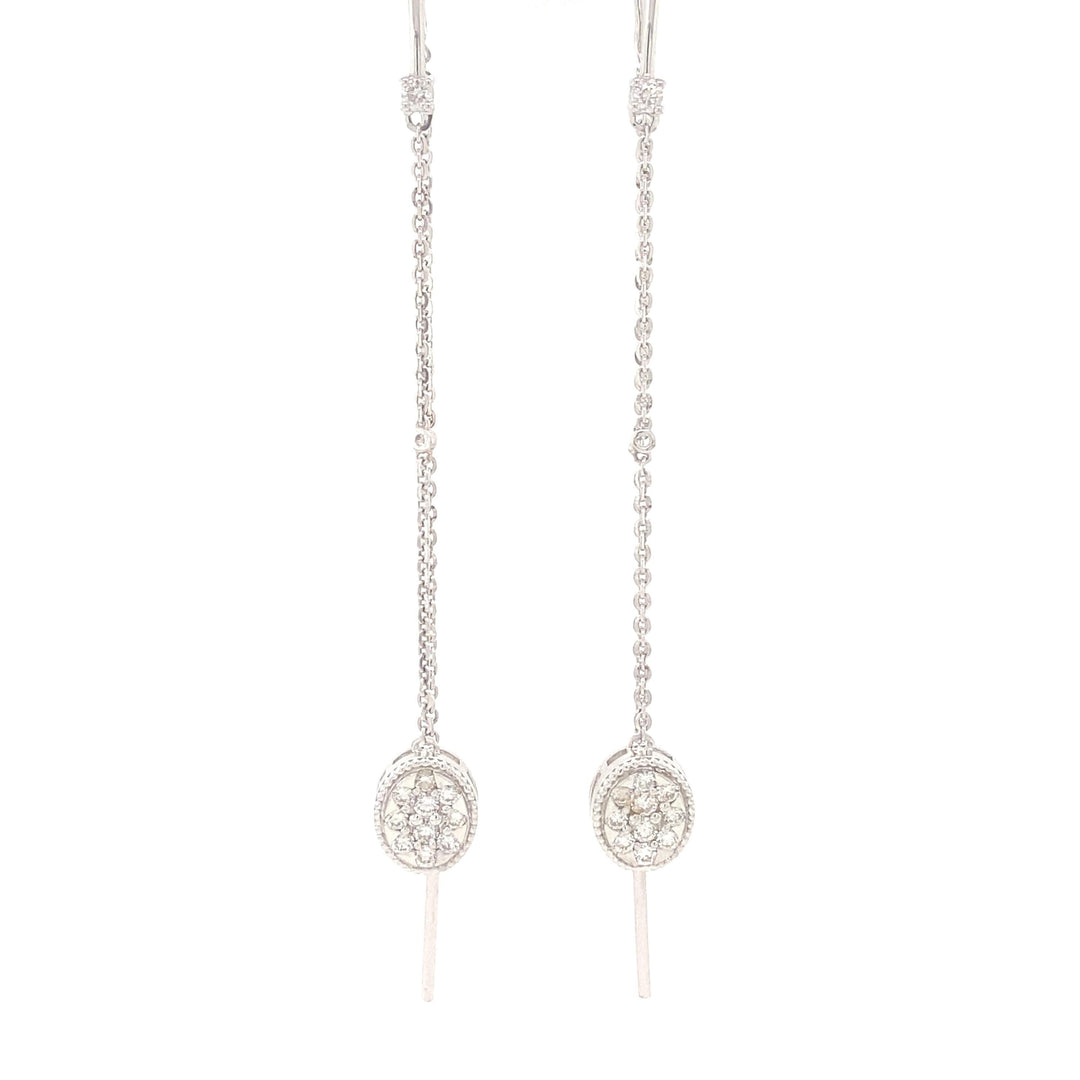 Dangling Thread Diamond Earrings, 14k Solid Gold, Natural Diamonds, Dangle Chain Earrings, Minimalist Jewelry, Ready To Ship