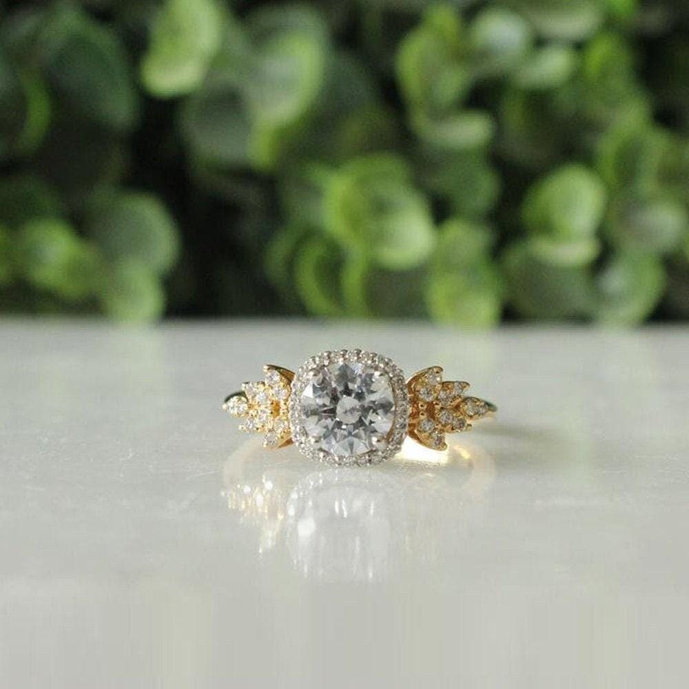 Round Solitaire Diamond Ring, Moissanite Engagement Ring, 14K Solid Gold, Gift For Her