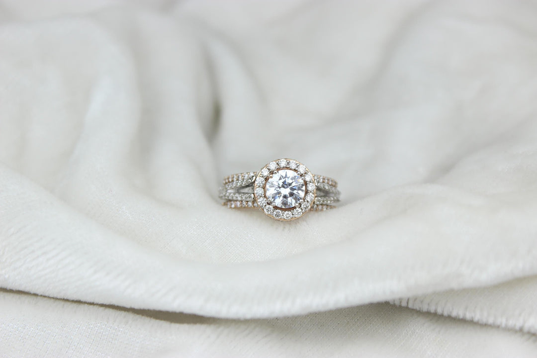 Solitaire Engagement Ring, Round Halo Ring, Moissanite Ring, Wedding Ring, Promise Ring, Art Deco Ring, Bridal ring Gift For Her