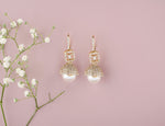 Load image into Gallery viewer, Pearl Drop Diamond Earrings, Baguette &amp; Round Diamond Earrings In 14K Solid Gold, Gift For Her
