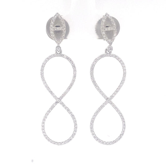 Dangle Diamond Earrings In 14k Solid Gold, Infinity Loop Earrings With Natural Diamonds, Certified Jewelry