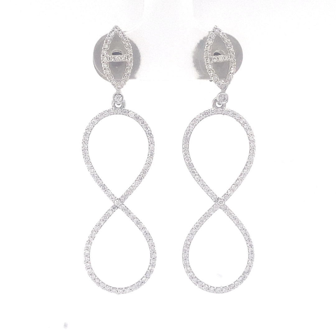 Dangle Diamond Earrings In 14k Solid Gold, Infinity Loop Earrings With Natural Diamonds, Ready To Ship, Women&#39;s Day Gift
