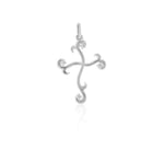 Load image into Gallery viewer, Diamond Cross Pendant, 14k Solid Gold, Natural Diamonds, Scroll Cross Necklace With Adjustable Chain, Everyday Minimalist Jewelry
