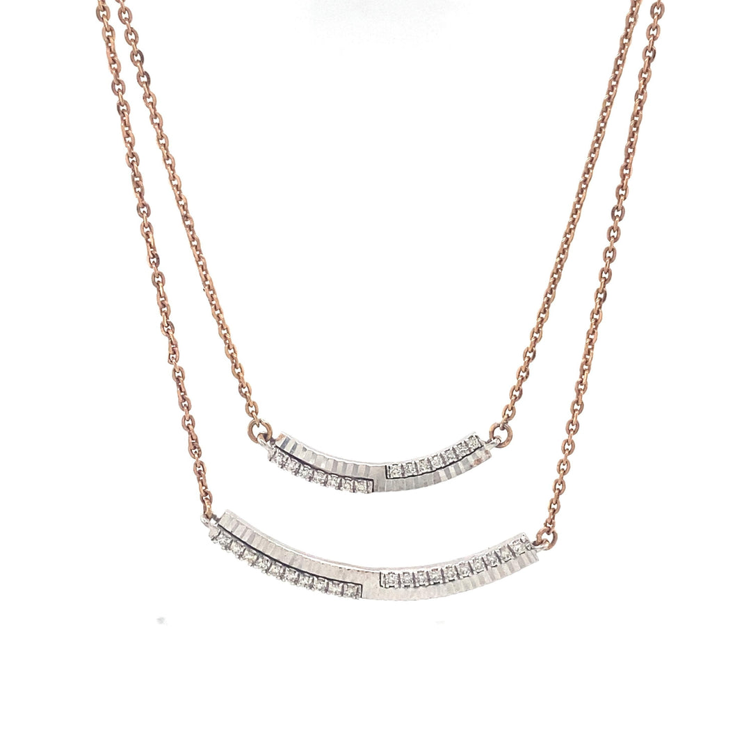 Double Arc Layered Diamond Necklace, Dual Tone Necklace in 14k Solid Gold, Natural Diamonds, Ready To Ship, Women&#39;s Day Gift