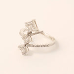 Load image into Gallery viewer, Cocktail Diamond Crossover Ring, 14k Solid Gold, Illusion Statement Ring, Round and Baguette Natural Diamonds, Gift For Her
