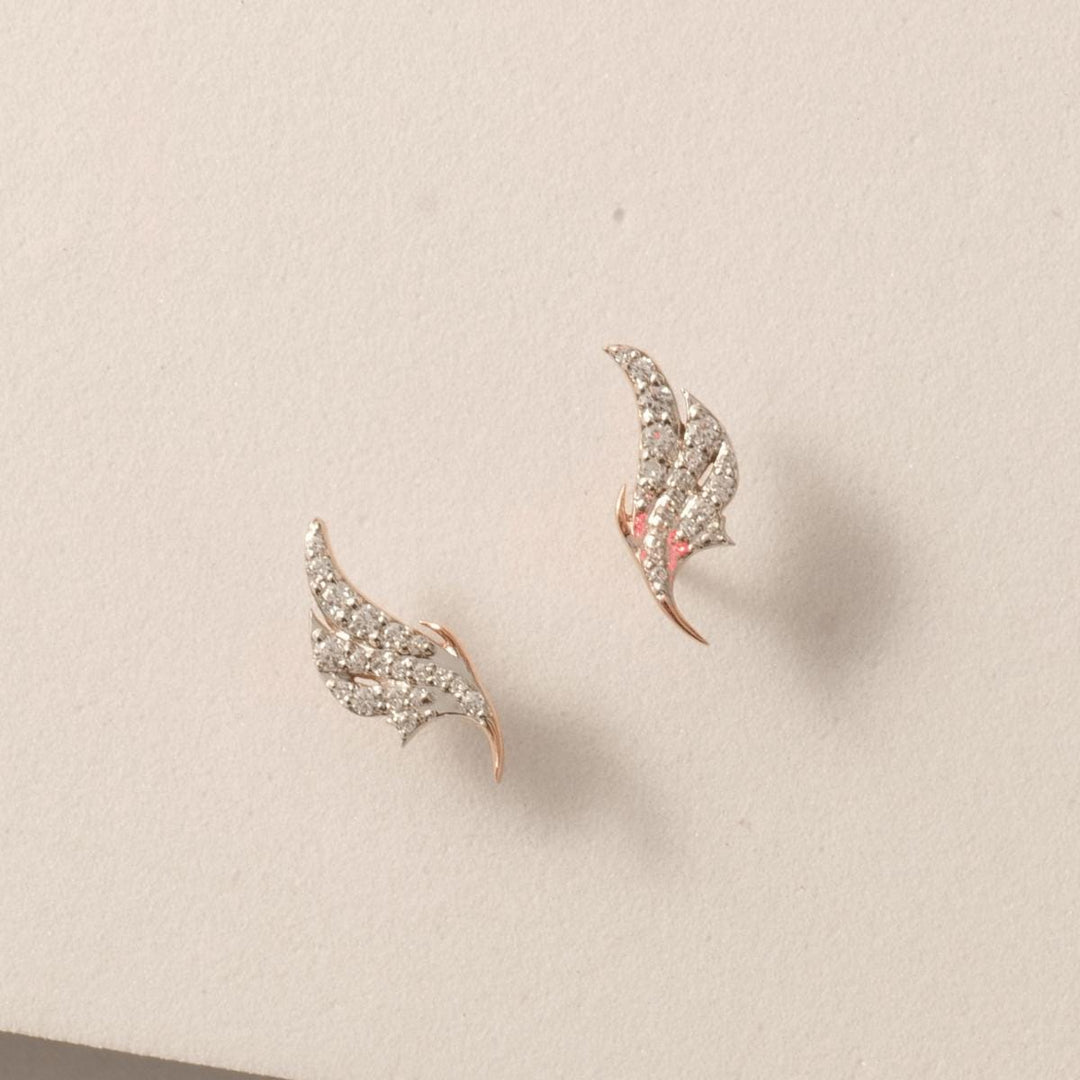 Angel Wing Diamond Stud Earrings, 14k Solid Gold, Natural Diamonds, Cluster Pave Setting, Everyday Minimalist Earrings,Women&#39;s Day Gift