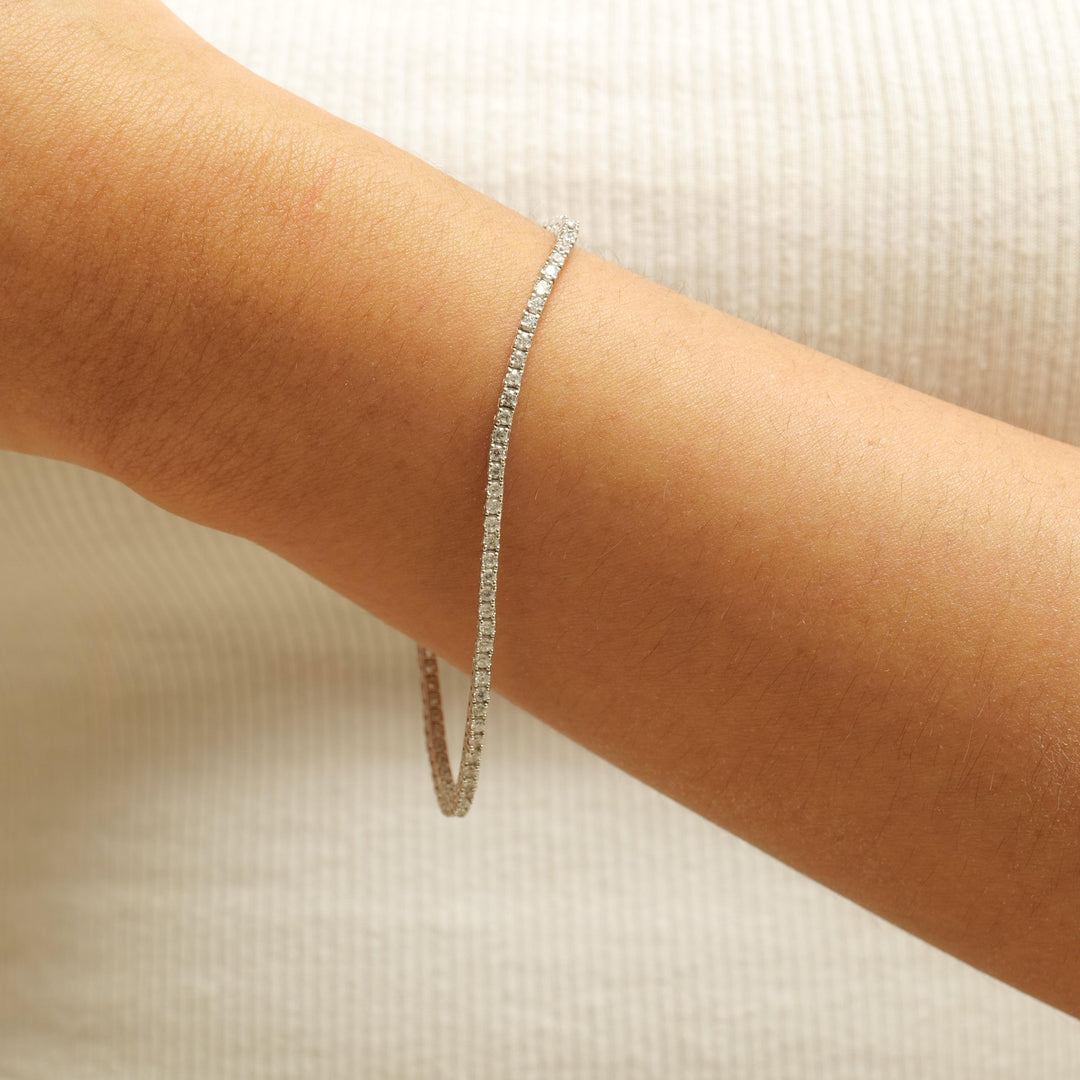 Eternity Tennis Diamond  Bracelet, 14K Solid Gold, Natural Diamonds, Stackable Minimalistic Bracelet, Line Everyday Bracelet Jewelry