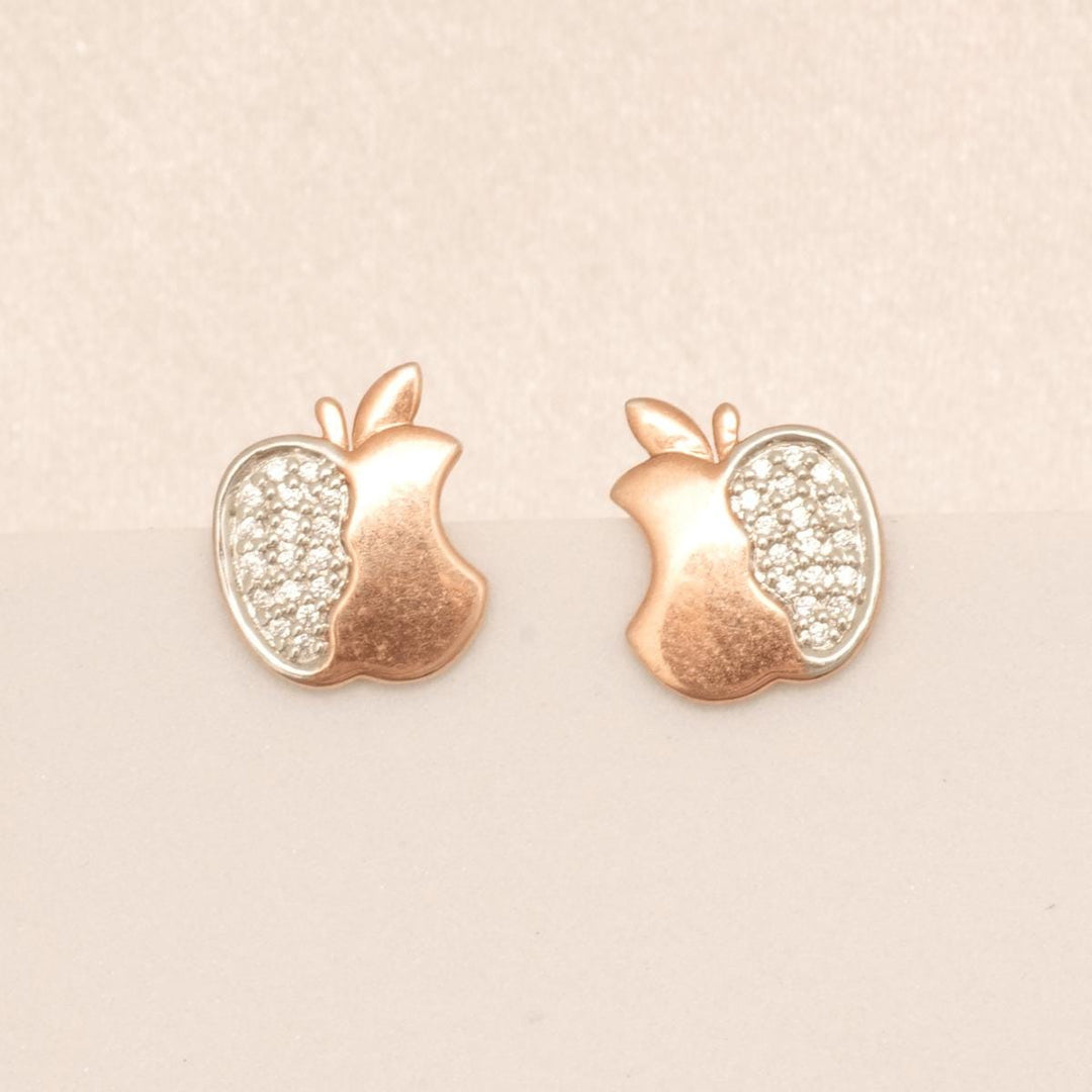 Apple Diamond Stud Earrings, 14k Solid Gold, Natural Diamonds, Cluster Pave Setting, Everyday Earrings, Women&#39;s Day Gift