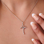 Load image into Gallery viewer, Diamond Heart Cross Pendant, 14k Solid Gold, Natural Diamonds, Cross Necklace With Adjustable Chain, Minimalistic Everyday Jewelry
