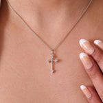 Load image into Gallery viewer, Arrow Cross Diamond Pendant, 14k Solid Gold, Natural Diamonds, IGI Certified, Spiritual Adjustable Necklace, Everyday Jewelry, Gift For Her
