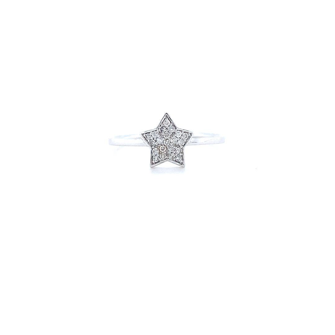 Star Diamond Ring, 14k Solid Gold, Natural Diamonds, Everyday Stackable Ring, Celestial Jewelry, Ready To Ship, Women&#39;s Day Gift