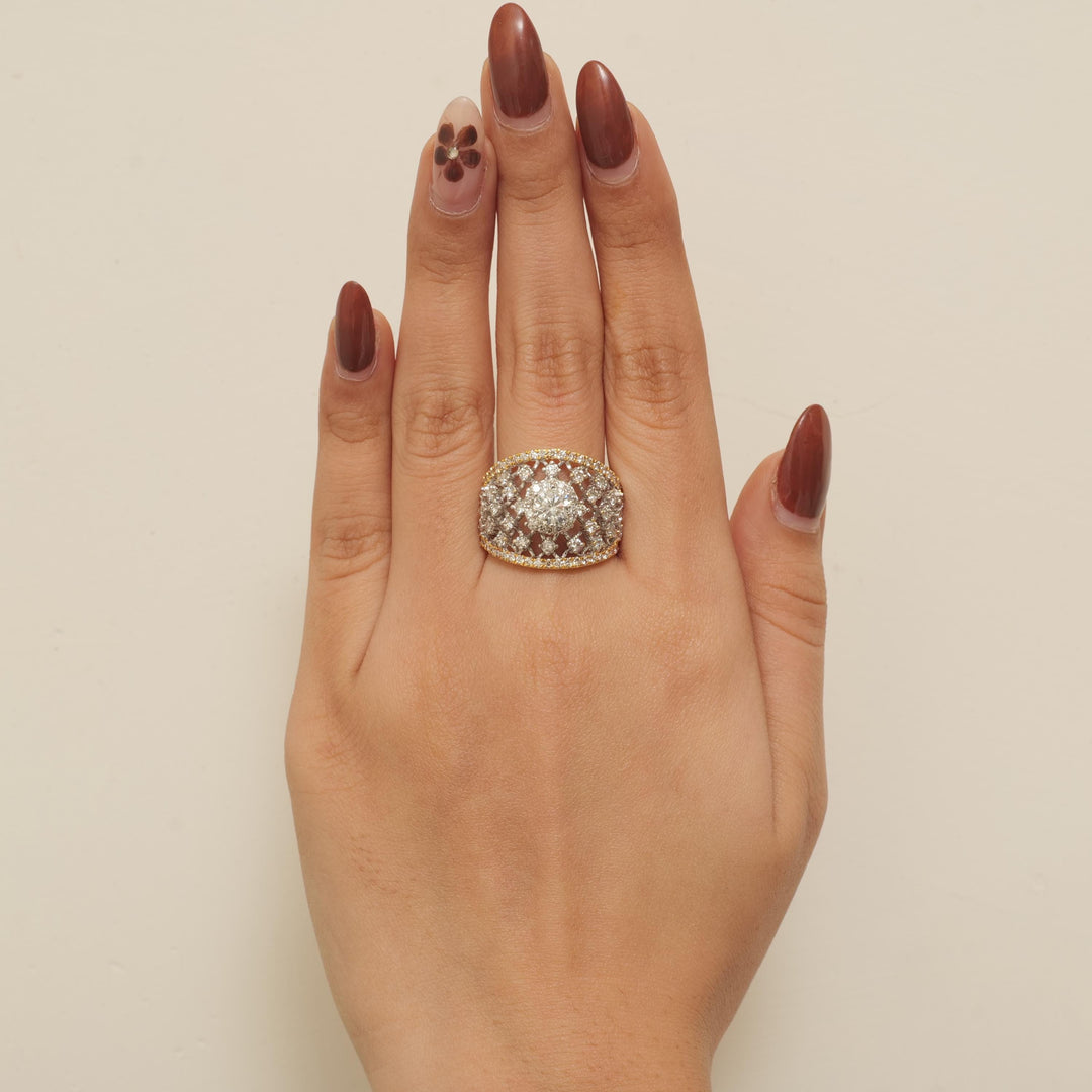 Solitaire Broad Diamond Ring, 14k Solid Gold, Two Toned Ring, Natural Diamonds, Wedding Bridal Jewelry, Engagement Ring, Gift For Her