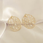 Load image into Gallery viewer, Open Circle Natural Diamond Earrings: 14k Solid Gold Halo Marquise Cocktail Studs, Statement Jewellery, Certified Jewelry
