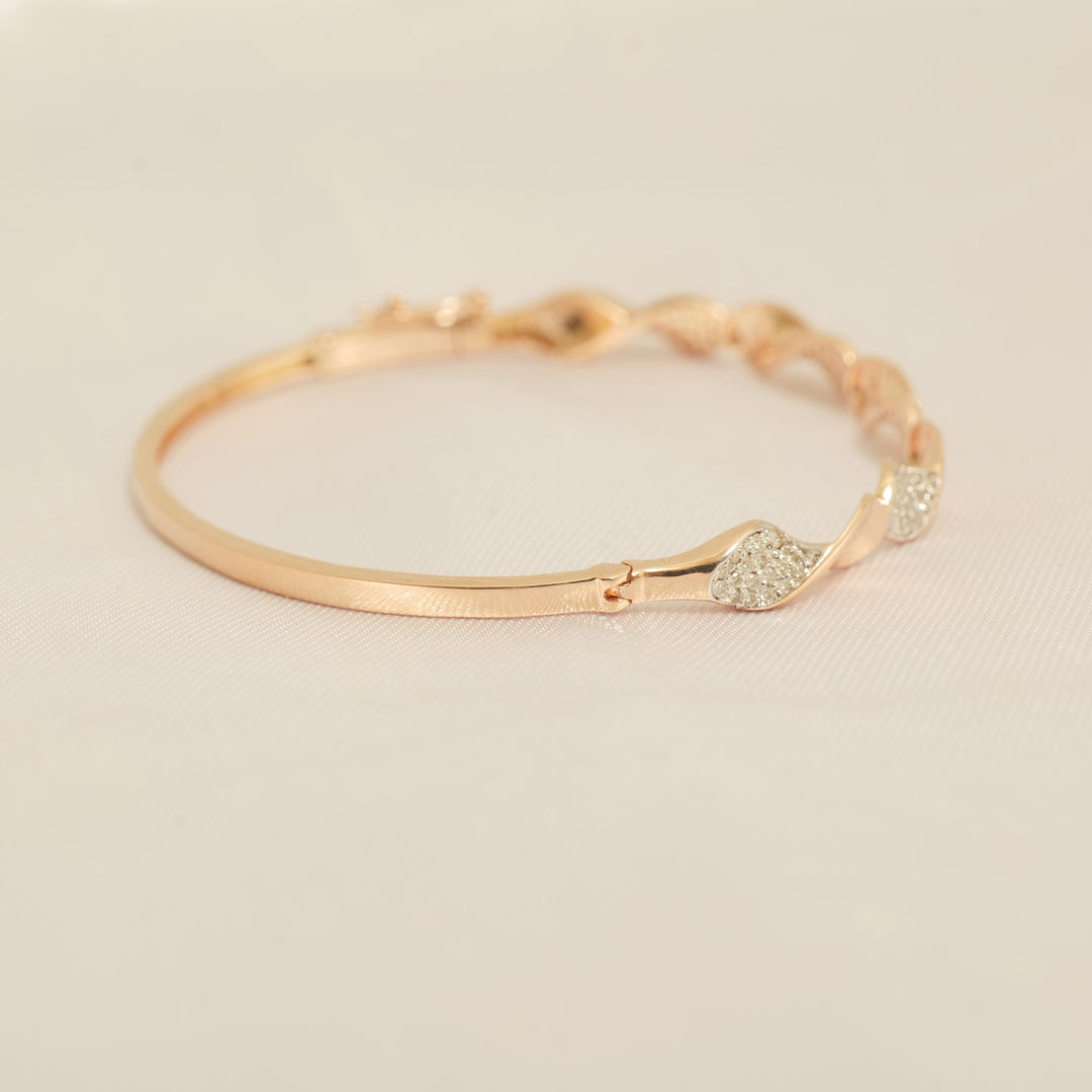 Wavy Diamond Cuff Bracelet, 14k Solid Gold, Natural Diamonds, Stackable Minimalist Jewelry, Everyday Statement Bracelet, Cluster Set Bangle