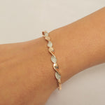 Load image into Gallery viewer, Wavy Natural Diamond Pave Cuff Bracelet: 14k Solid Gold Stackable Minimalist Jewelry, IGI Certified, Ready To Ship
