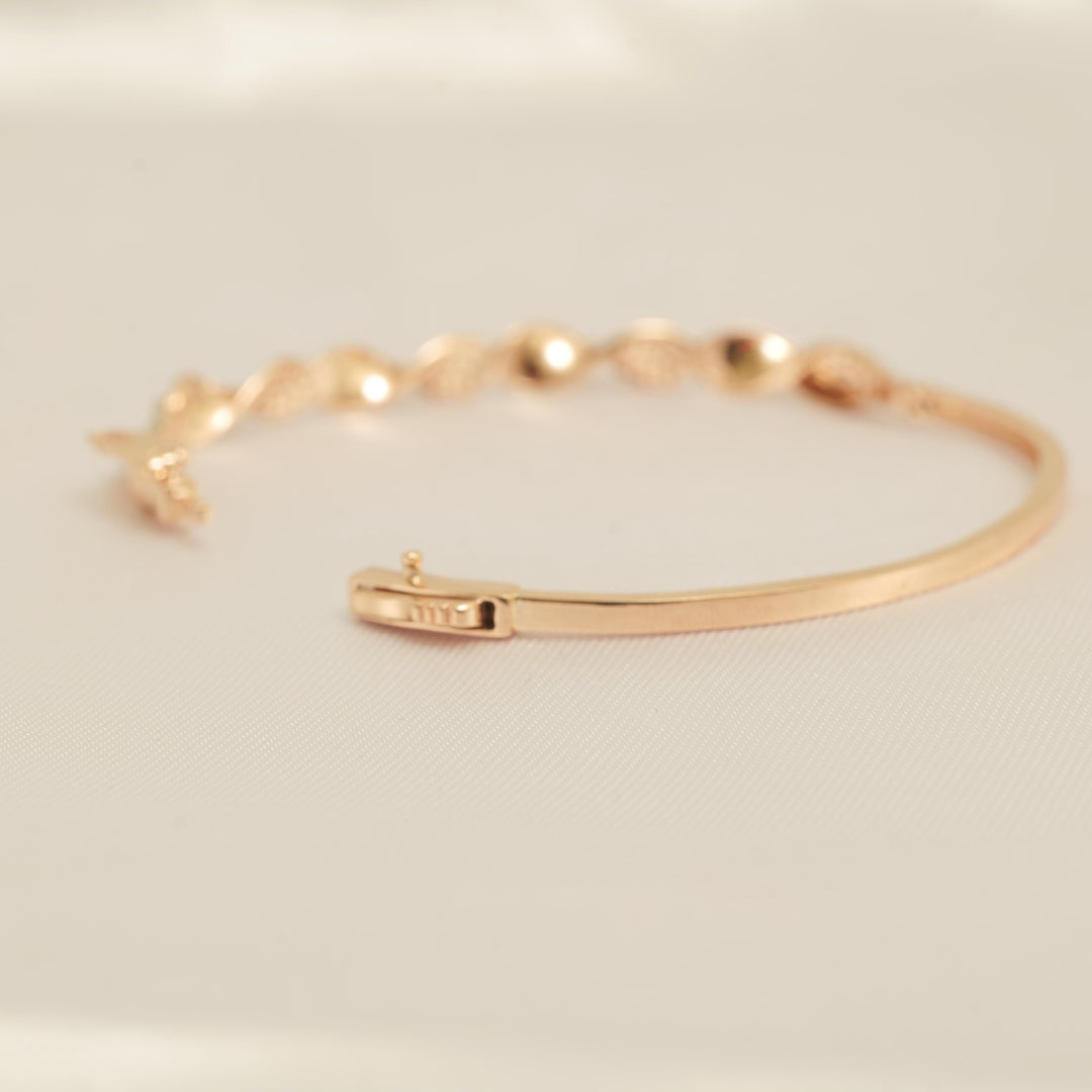 Wavy Diamond Cuff Bracelet, 14k Solid Gold, Natural Diamonds, Stackable Minimalist Jewelry, Everyday Statement Bracelet, Cluster Set Bangle