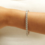 Load image into Gallery viewer, Diamond Line Tennis Bracelet, Eternity Bridal Bracelet, 14K Solid Gold, Natural Diamonds, Stackable Minimalist Bracelet, Gift for Her
