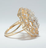 Load image into Gallery viewer, Flower Cluster Diamond Ring, 14k Solid Gold, Fancy Natural Diamonds, Halo Set Cocktail Ring, Statement Ring, Ready To Ship, IGI Certified

