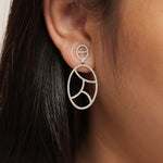 Load image into Gallery viewer, Geometric Oval Natural Diamond Drop Earrings: 14k Solid Gold, HRD Certification, Ready To Ship
