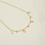 Load image into Gallery viewer, Love Dangle Diamond Drop Necklace, 14k Solid Gold, Natural Diamonds, Affirmation Statement Jewelry, Letter Chain Jewelry, Everyday Necklace
