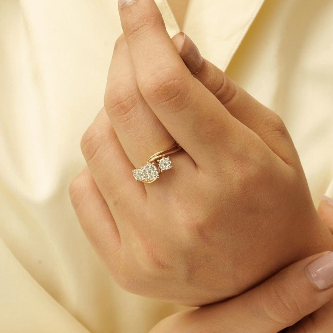 Three Stone Diamond Ring in 14K Solid Gold, Illusion Setting Trinity Wedding Band, Natural Diamonds, Ready To Ship, Women&#39;s Day Gift