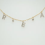 Load image into Gallery viewer, Dream Diamond Charm Necklace, 14k Solid Gold, Natural Diamonds, Affirmation Drop Necklace, Stackable Everyday Chain, Bezel Drop Jewelry
