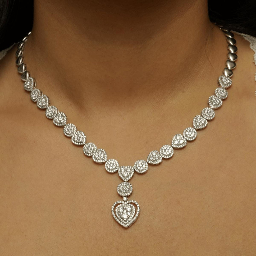 Halo Heart Drop Diamond Necklace, 14k Solid Gold, Natural Diamonds, Bridal Statement Necklace, Cluster Valentine Wedding Jewelry