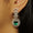 Load image into Gallery viewer, Halo Oval Emerald Diamond Necklace Earring Set, 14k Solid Gold, Natural Diamond, Floral Bridal Jewelry, Wedding Statement Jewelry
