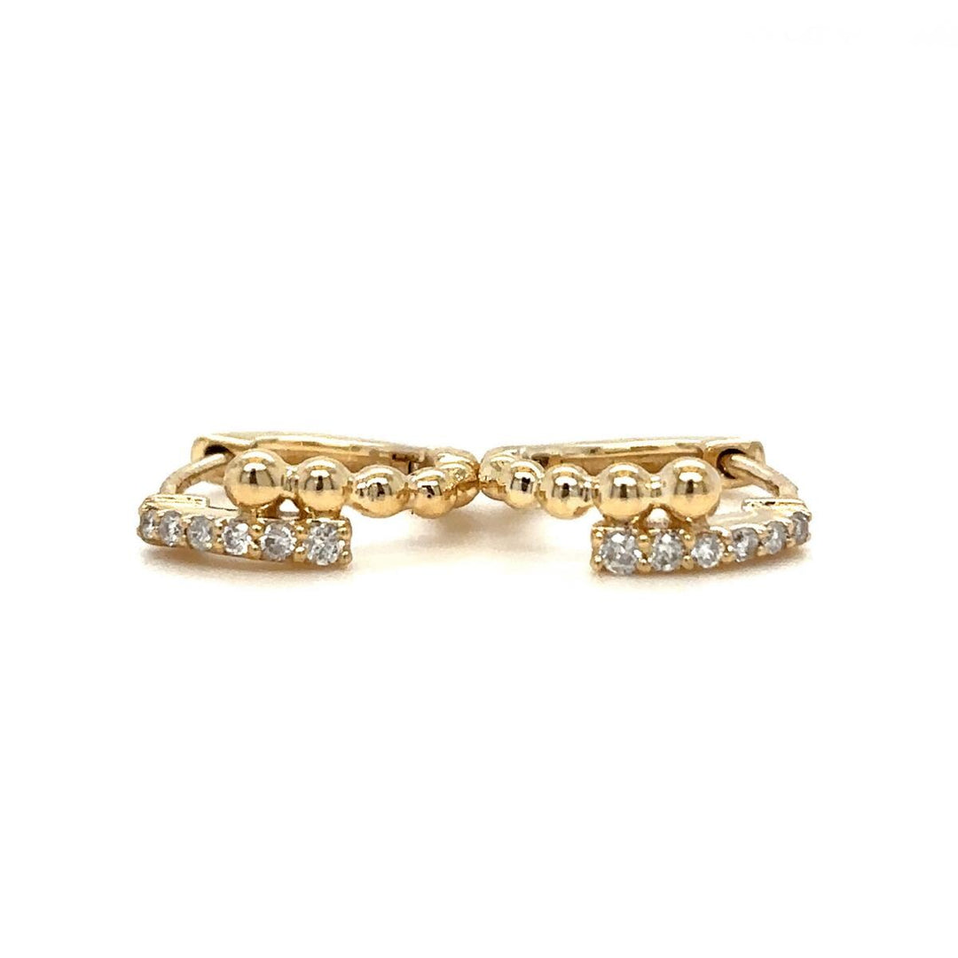 Diamond Beaded Huggie Kids Earrings, 14k Solid Gold, Natural Diamonds, Kids jewelry,   Everyday Hoops, Gift for toddlers, girls and kids