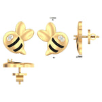 Load image into Gallery viewer, Bee Diamond Stud Earrings, 14k Solid Gold, Natural Diamond, Kids Jewelry, Enamel Everyday Earring, Gift For Toddler, Kids And Girls
