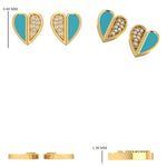 Load image into Gallery viewer, Heart Diamond Kids Earrings, 14k Solid Gold Enamel Studs, Natural Diamond, Minimalistic Everyday jewelry, Gift for toddlers, girls, and kid
