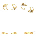 Load image into Gallery viewer, Moon and Star Diamond Kids Earrings, 14k Solid Gold, Natural Diamond, Minimalist Celestial Enamel Jewelry, Gift for toddlers, girls, and kid
