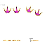 Load image into Gallery viewer, Crown Diamond Kids Stud Earrings, 14k Solid Gold, Natural Diamonds, Minimalist Pink Enamel Jewelry, Gift for toddlers/girls, Ready To Ship
