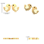 Load image into Gallery viewer, Kids Bird Diamond Earrings, Mother of Pearl Studs, 14k Solid Gold, Natural Diamonds, Gift For Toddlers/Girls, Ready To Ship, HRD Certified
