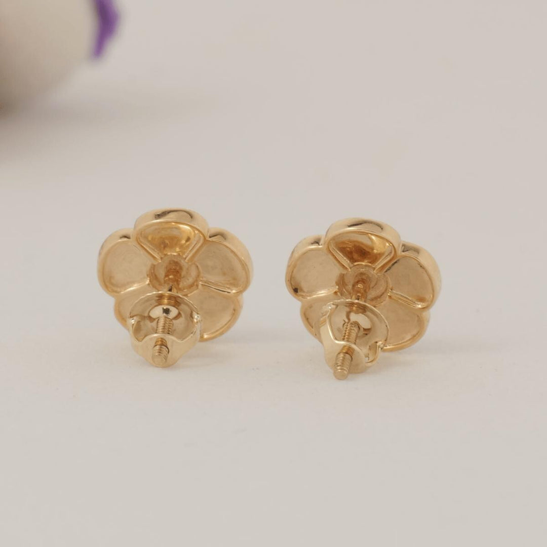 Kids Flower Diamond Earrings, 14k Solid Gold, Natural Diamonds, Colorful Enamel Petals Studs, Gift for girls, Ready To Ship, HRD Certified