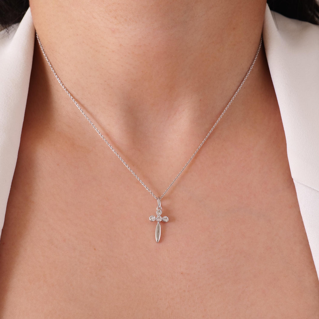 Cross Diamond Pendant, 14k Solid Gold, Natural Diamonds, Religious Adjustable Necklace, Everyday Jewelry, Minimalistic Stacking Pendant