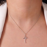 Load image into Gallery viewer, Diamond Heart Cross Pendant, 14k Solid Gold, Natural Diamonds, Cross Necklace With Adjustable Chain, Minimalistic Everyday Jewelry
