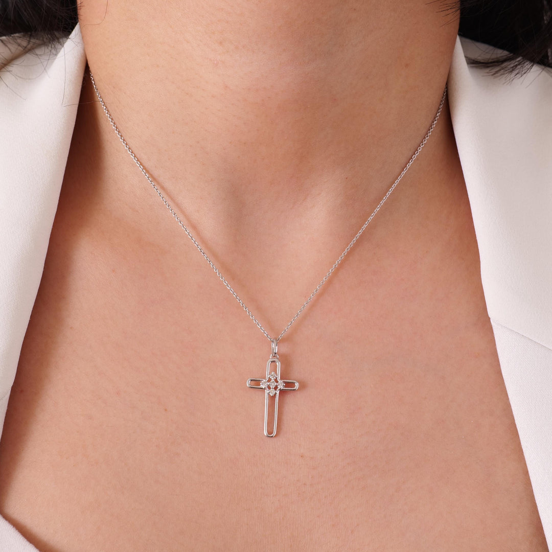 Diamond Cluster Cross Pendant, 14k Solid Gold, Natural Diamond, IGI Certified, Religious Adjustable Necklace, Everyday Jewelry, Gift for Her