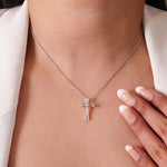 Load image into Gallery viewer, Diamond Cross Pendant in 14k Solid Gold, Bezel Set Natural Diamond, IGI Certified, Cross Adjustable Necklace, Everyday Jewelry, Gift For Her
