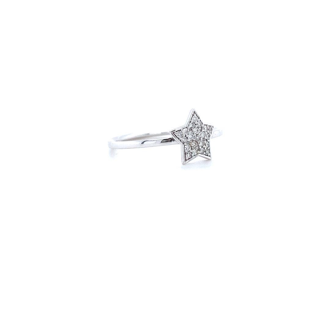 Star Diamond Ring, 14k Solid Gold, Natural Diamonds, Everyday Stackable Ring, Celestial Jewelry, Ready To Ship, Women&#39;s Day Gift
