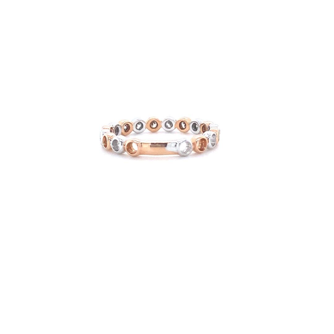 Bezel Diamond Eternity Ring, 14k Solid Gold, Natural Diamonds, Dual Tone Ring, Stackable Band Ring, Minimalistic Jewelry, Ready To Ship