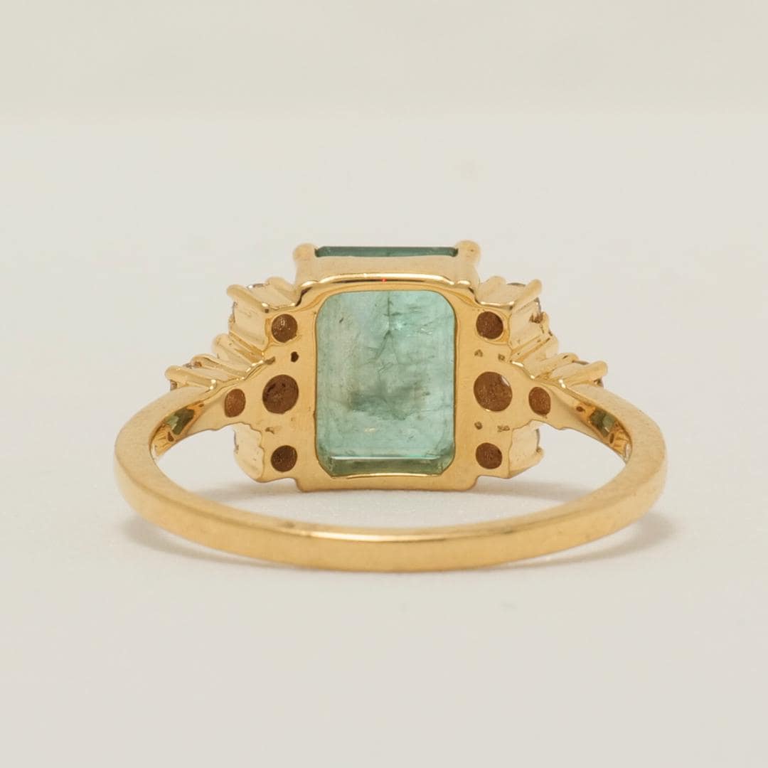 Emerald Diamond Ring, Gemstone Engagement Ring, 14K Solid Gold, Natural Diamonds, Wedding Promise Ring, Statement Ring, Gift For Her