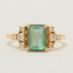 Load image into Gallery viewer, Natural Emerald Diamond Wedding Ring: 14K Solid Gold Gemstone Promise Jewellery, Certified Jewelry
