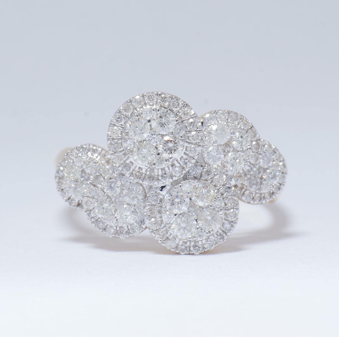 Cloud Diamond Ring, 14k Solid Gold, Cocktail Statement Ring, Illusion Cluster setting Ring, Natural Diamonds, Cocktail Ring, Gift for her