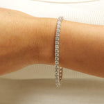 Load image into Gallery viewer, Diamond Line Tennis Bracelet, Eternity Bridal Bracelet, 14K Solid Gold, Natural Diamonds, Stackable Minimalist Bracelet, Gift for Her
