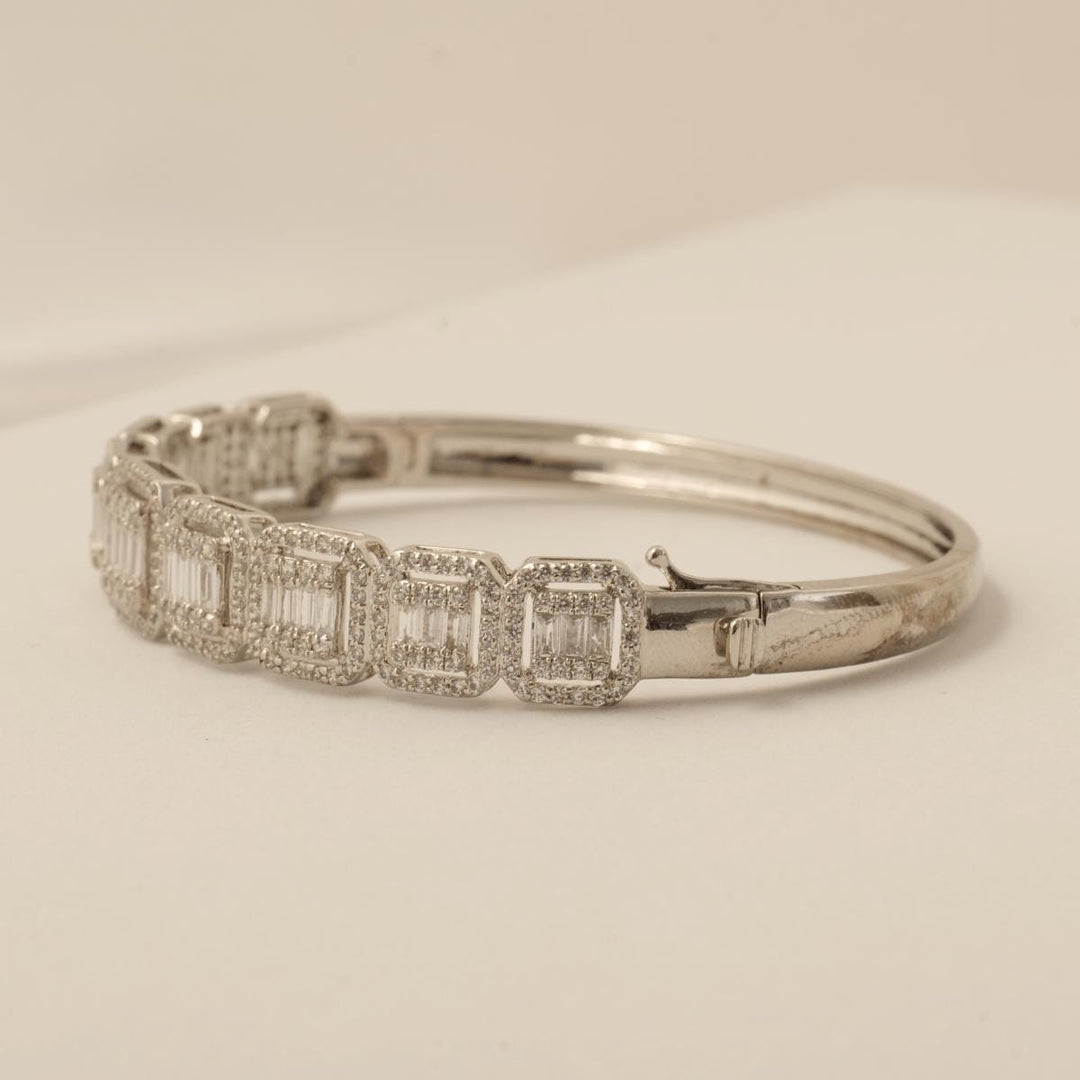 Square Halo Diamond Bracelet, 14k Solid Gold, Natural Diamonds, Illusion Cocktail Bangle, Baguette Pave Jewelry, Bridal Statement Jewelry