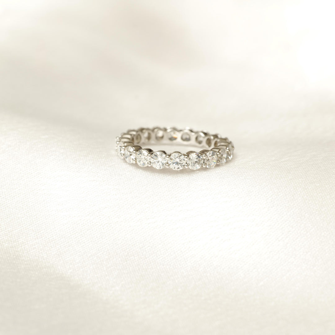 Round Diamond Eternity Band Ring, 14k Solid Gold, Supporting Wedding Band, Natural Diamonds, Stacking Everyday Jewelry, Gift For Her